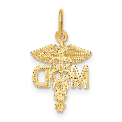 14k Yellow Gold M.D. Caduceus Charm Pendant for Women