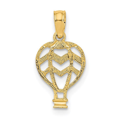 14k Yellow Gold Cut-Out Flat Hot Air Balloon Charm