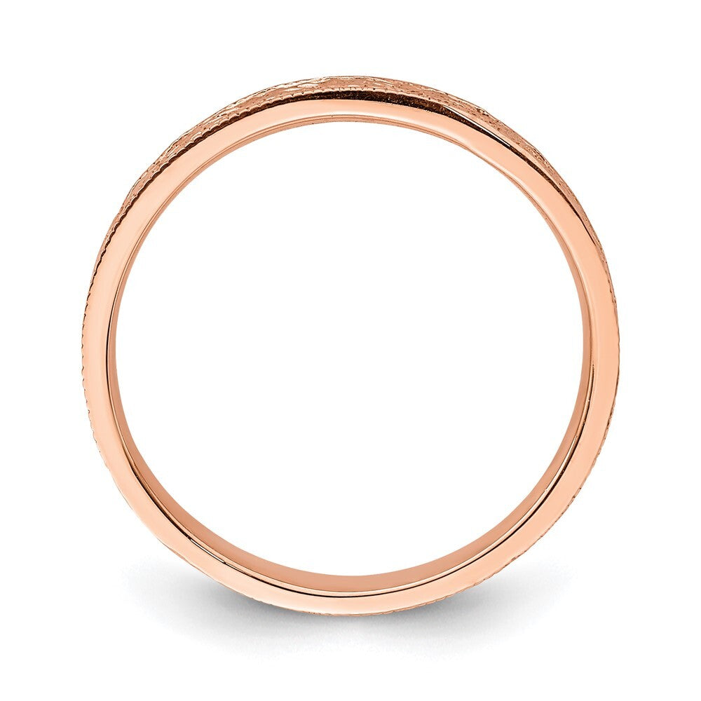 14K Rose Gold Polished Floral Band Size 7