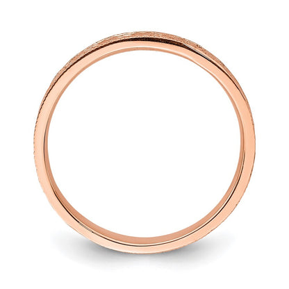 14K Rose Gold Polished Floral Band Size 7