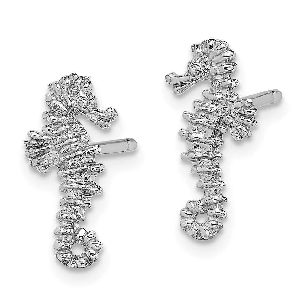 14K White Gold Mini Seahorse Earrings