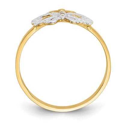 14K Yellow Gold w/Rhodium Butterfly Ring