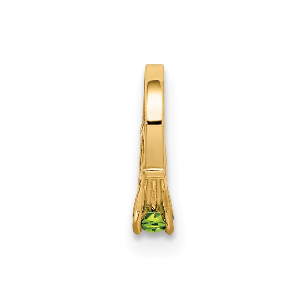 14k Yellow Gold 3D Ring with Light Green Glass Stone Charm Pendant for Women