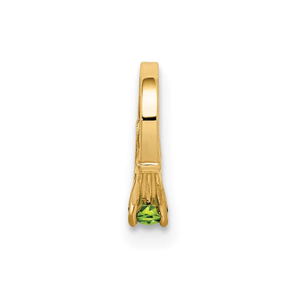 14k Yellow Gold 3D Ring with Light Green Glass Stone Charm Pendant for Women
