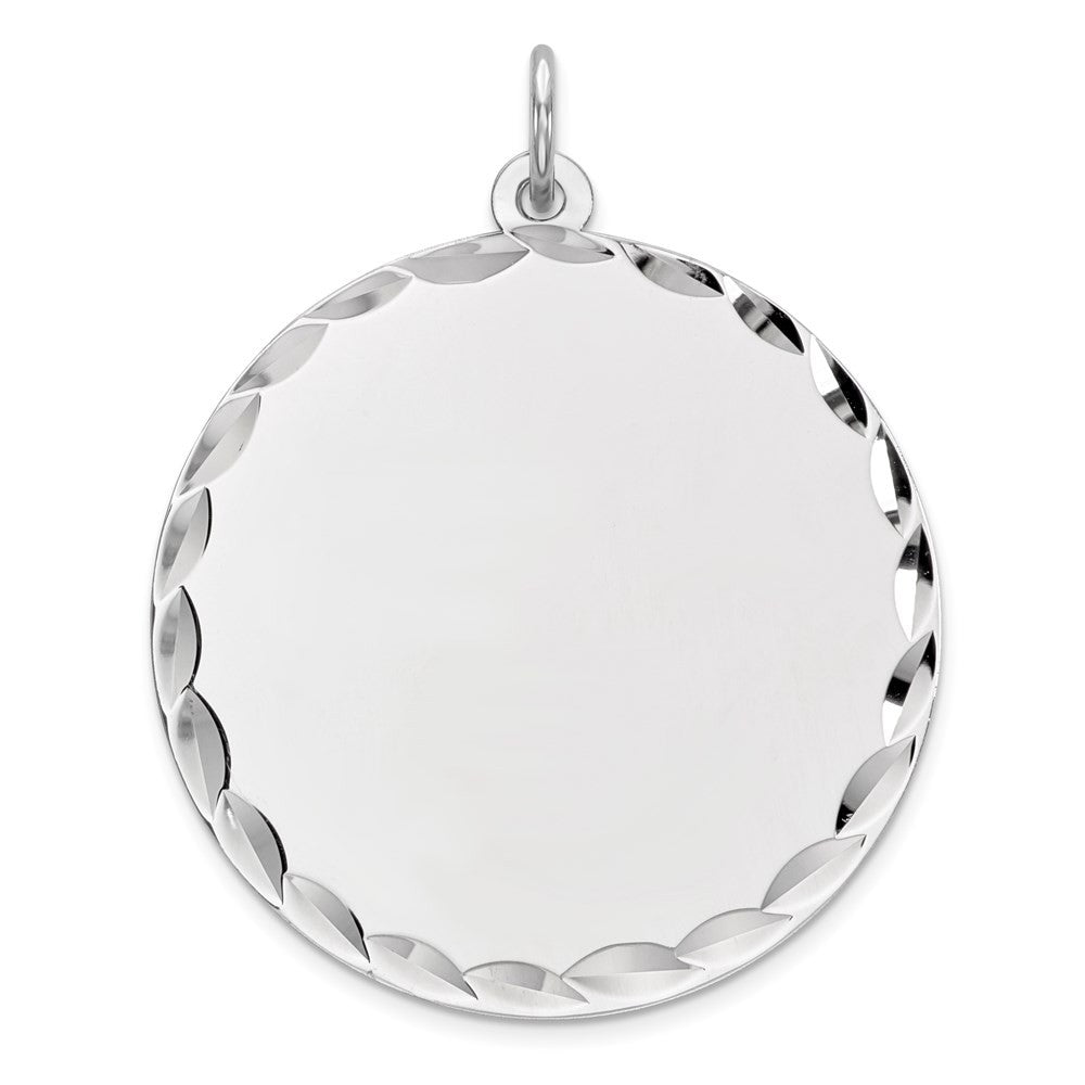 Sterling Silver Rhod-plated Rnd Polish Front Satin Back Disc Charm