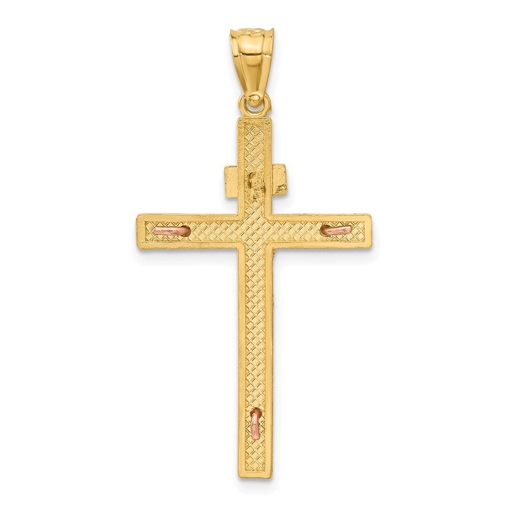 14k Two-tone Gold INRI Crucifix Pendant for Women