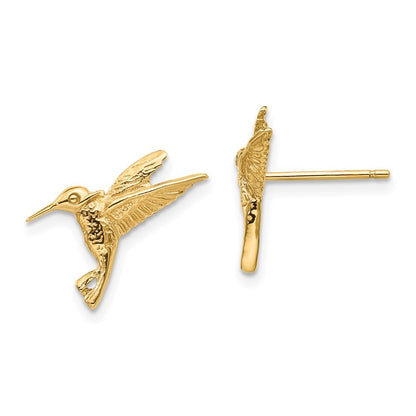 14k Yellow Gold Hummingbird Earrings