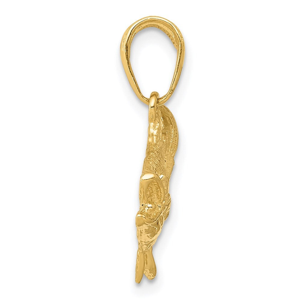 14k Yellow Gold Open Mouthed Bass Fish Pendant for Women