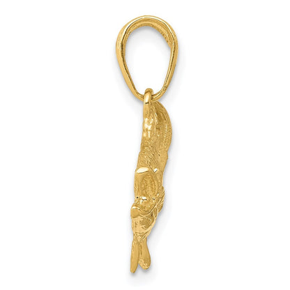 14k Yellow Gold Open Mouthed Bass Fish Pendant for Women