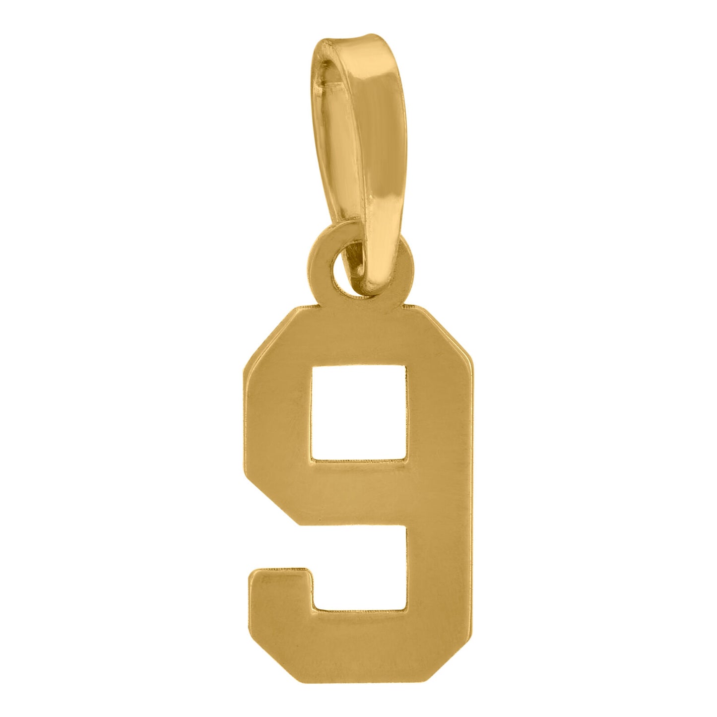 925 Sterling Silver Yellow-Tone Initial Number 9 Charm Pendant