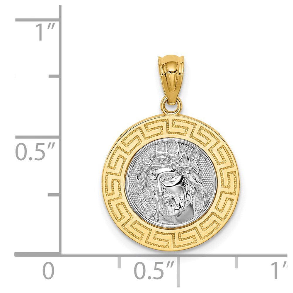 14k Yellow Gold White Rhodium Jesus Medal Pendant for Women