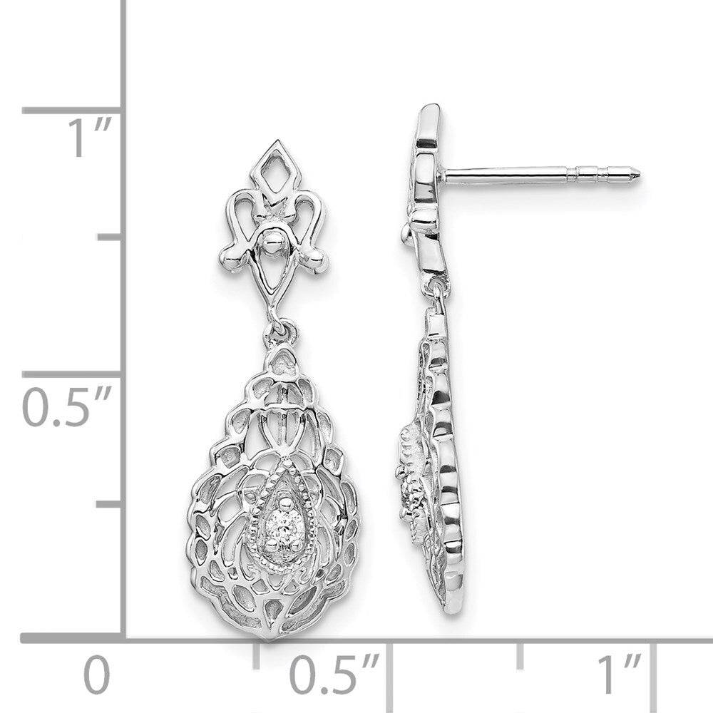 14k White Gold Diamond Teardrop Vintage Drop & Dangle Earrings