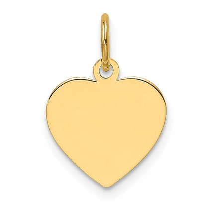 14k Yellow Gold Plain .013 Gauge Engravable Heart Disc Charm