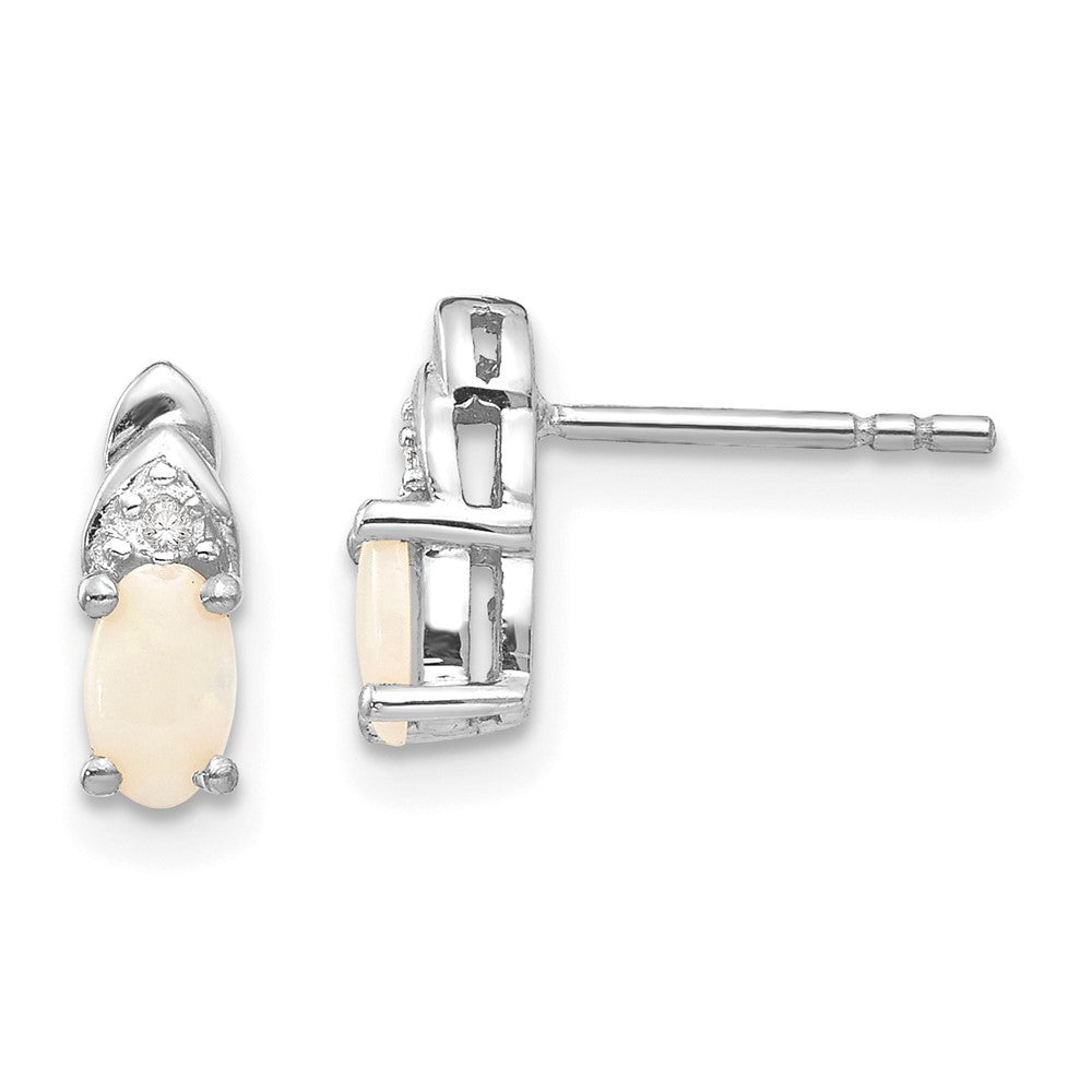14k White Gold Opal and Diamond Earrings