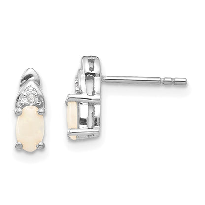 14k White Gold Opal and Diamond Earrings