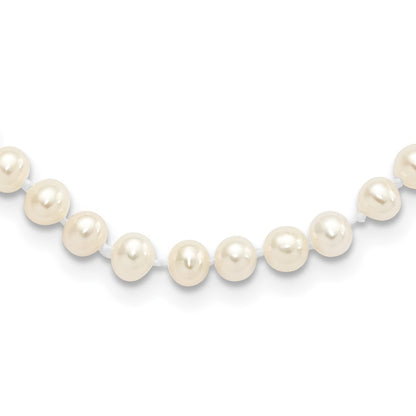 Sterling Silver 4-5mm White Near-Round Freshwater Cultured Pearl 16" Necklace