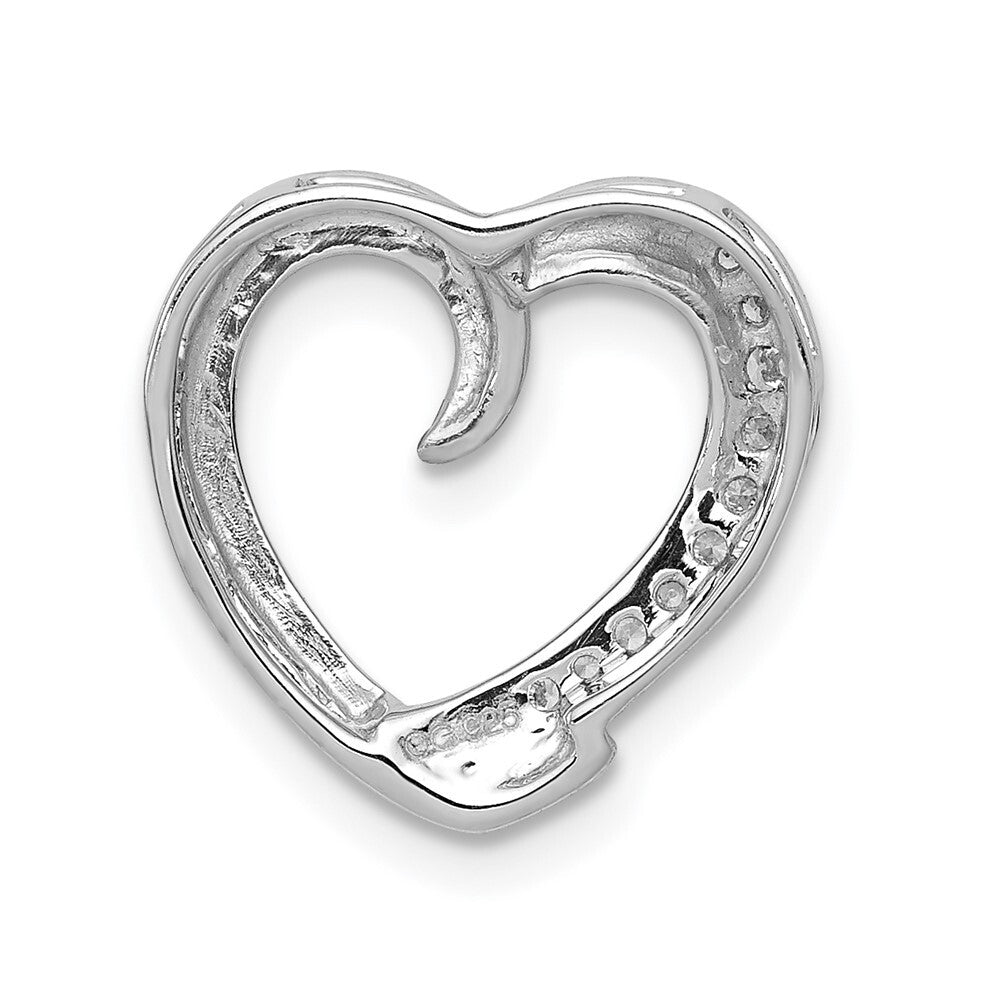 14k White Gold 1/20ct. Diamond Heart Chain Slide Pendant for Women