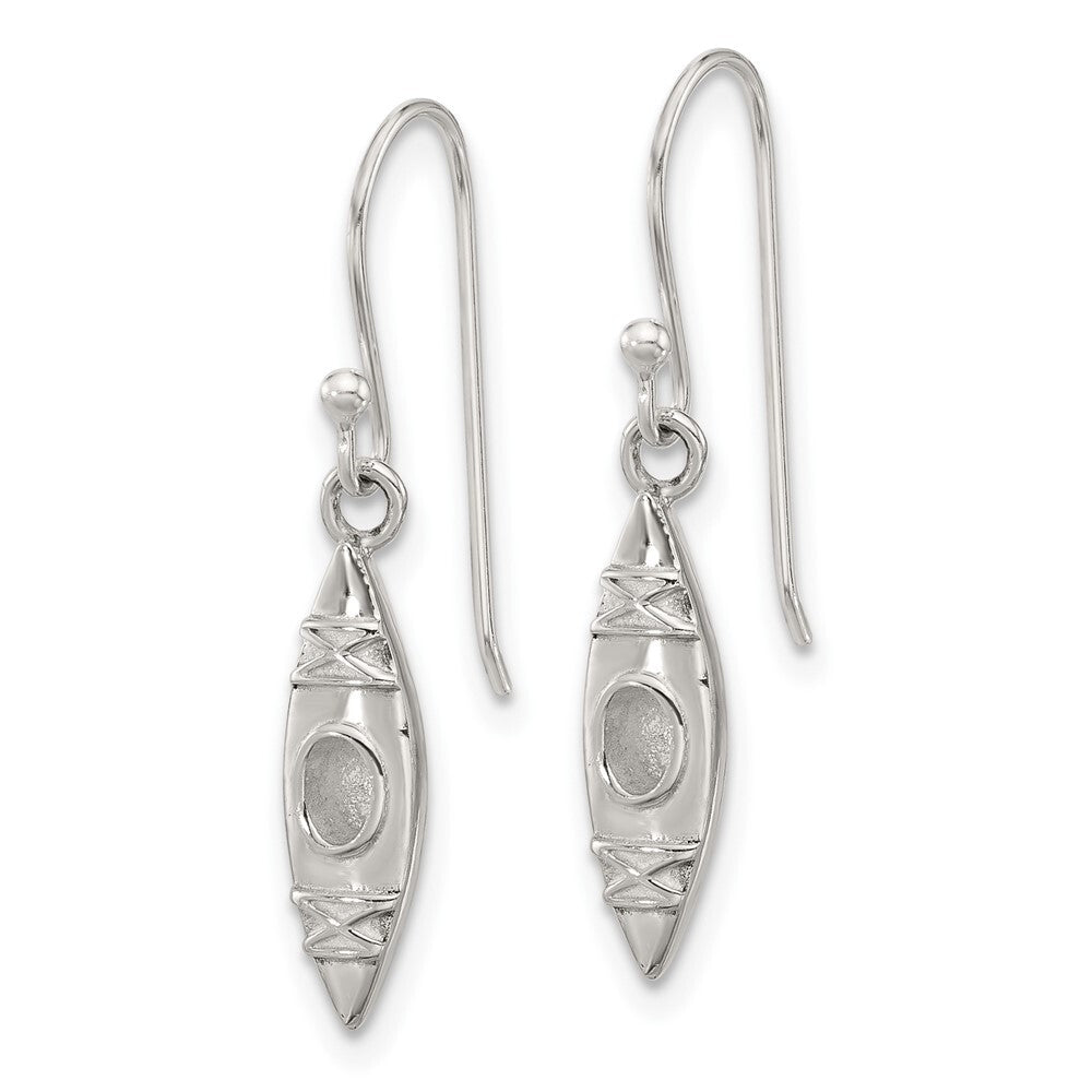 Sterling Silver Polished Canoe / Kayak Dangle Earrings
