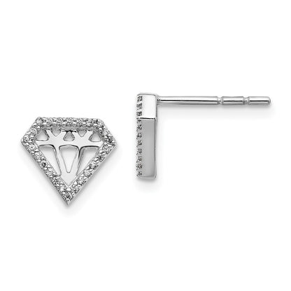 14k White Gold Diamond Gemstone-Shaped Stud Earrings