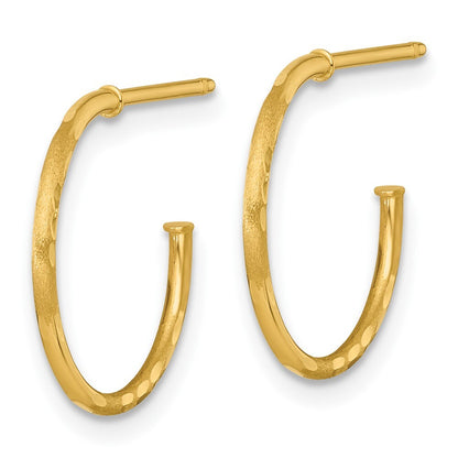 14k Yellow Gold Polished 1.2 x 16mm Diamond-cut Solid C-Hoop Earrings