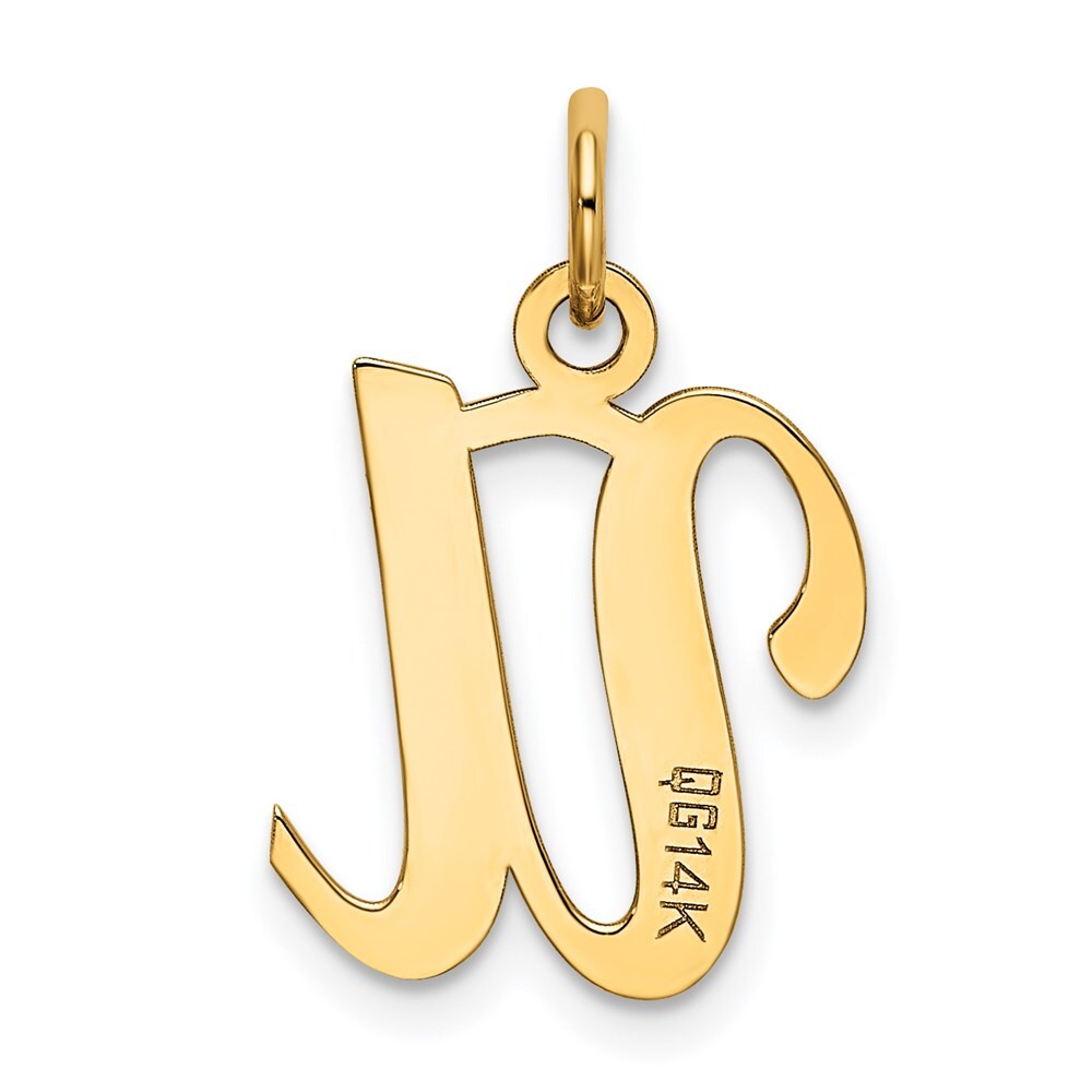 14k Yellow Gold Script Letter U Initial Charm Pendant for Women