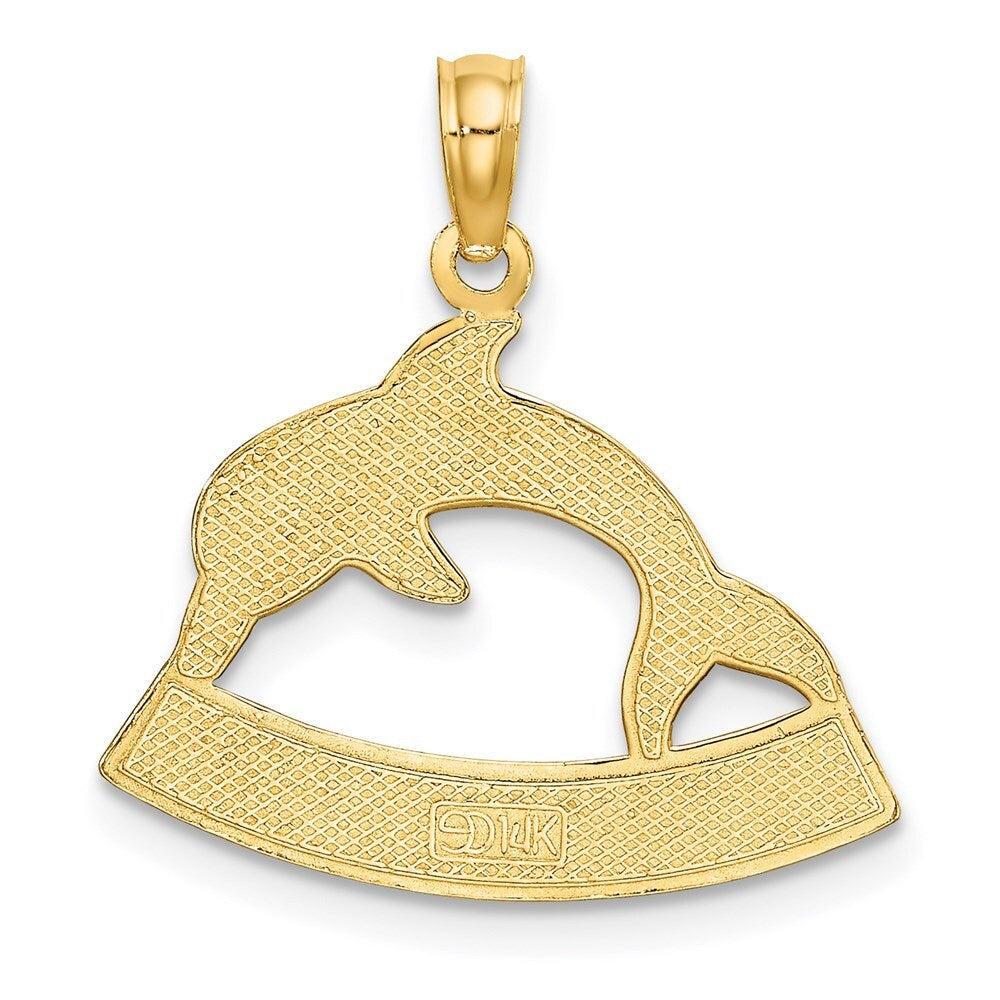 14k Yellow Gold HAWAII Dolphin Charm Pendant for Women