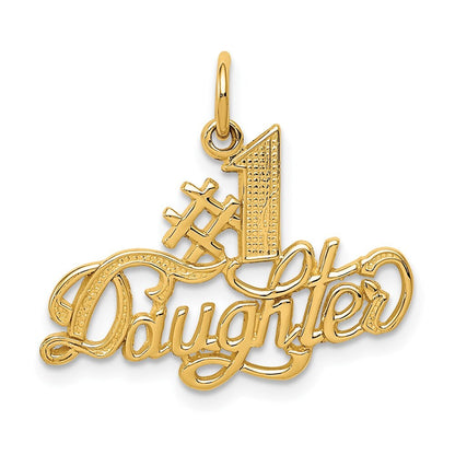 14k Yellow Gold #1 DAUGHTER Charm Pendant for Women