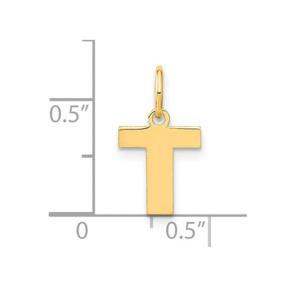 14k Yellow Gold Letter T Initial Pendant for Women