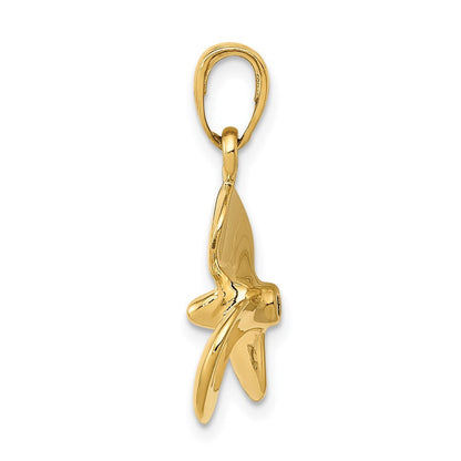 14k Yellow Gold Polished 3-D Propeller Pendant for Women