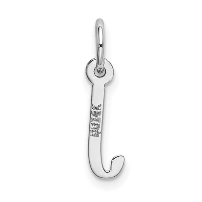 14k White Gold Small Slanted Block Letter J Initial Charm Pendant for Women