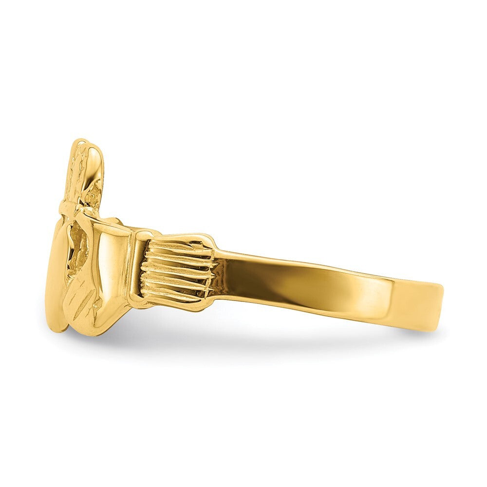 14K Yellow Gold Polished Claddagh Ring Size 7