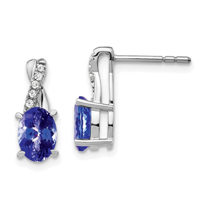 14k White Gold Tanzanite and Diamond Drop & Dangle Earrings