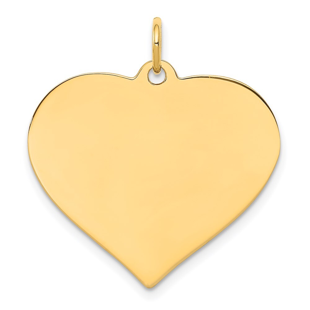 14k Yellow Gold Plain .013 Gauge Engravable Heart Disc Charm Pendant for Women