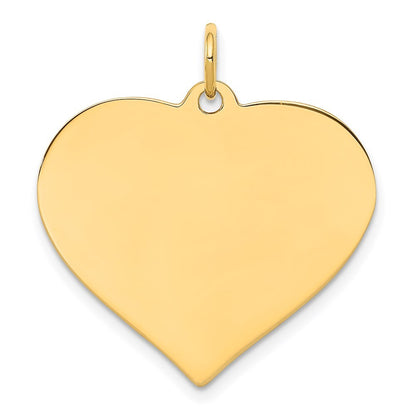 14k Yellow Gold Plain .013 Gauge Engravable Heart Disc Charm Pendant for Women