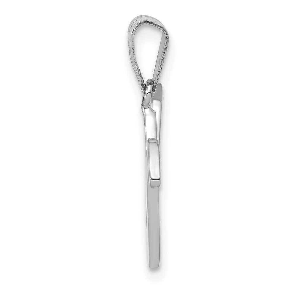 14k White Gold Script Letter V Initial Pendant for Women