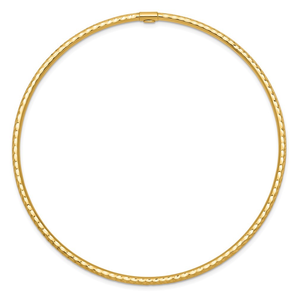 14k Yellow Gold Polished Diamond-cut Tube 2.00mm Slip-on Round Bangle Bracelet