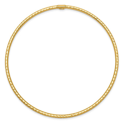14k Yellow Gold Polished Diamond-cut Tube 2.00mm Slip-on Round Bangle Bracelet