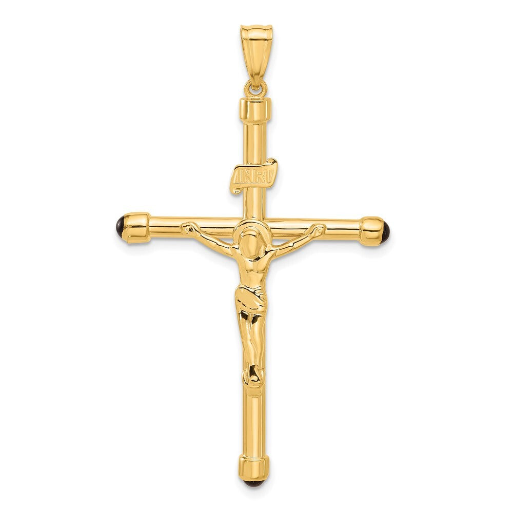 14k Yellow Gold Polished Crucifix Onyx Pendant