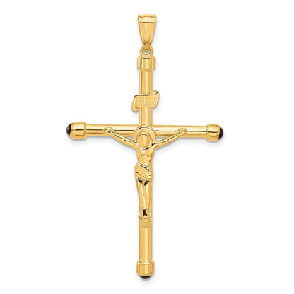 14k Yellow Gold Polished Crucifix Onyx Pendant