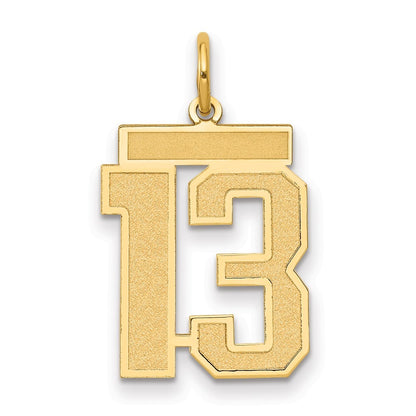 14k Yellow Gold Medium Satin Number 13 Charm Pendant