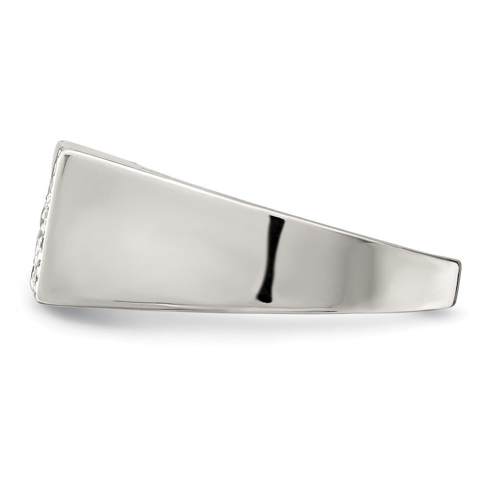 Sterling Silver Rhodium Plated Men's Cubic Zirconia Fashion Ring Size 11