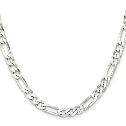 Sterling Silver Rhodium-plated 7.5mm Figaro Chain Necklace