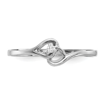 14k White Gold AA Diamond Heart Ring