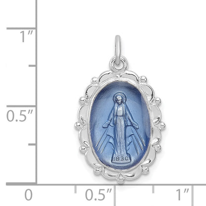 Sterling Silver Rhodium-plated Miraculous Medal Pendant