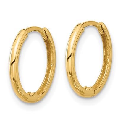 14k Yellow Gold Polished 1.45x14mm Hinged Huggie Hoop Earrings Gift for Women