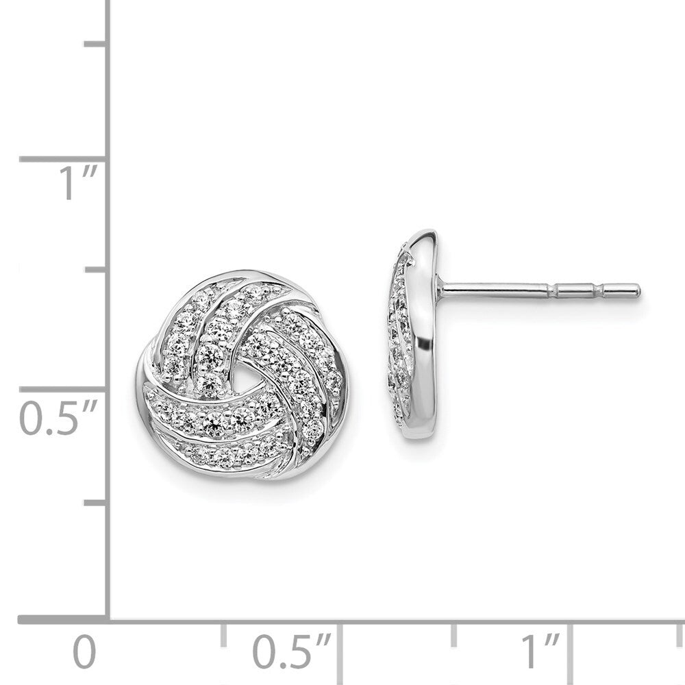 14k White Gold Diamond Love Knot Stud Earrings