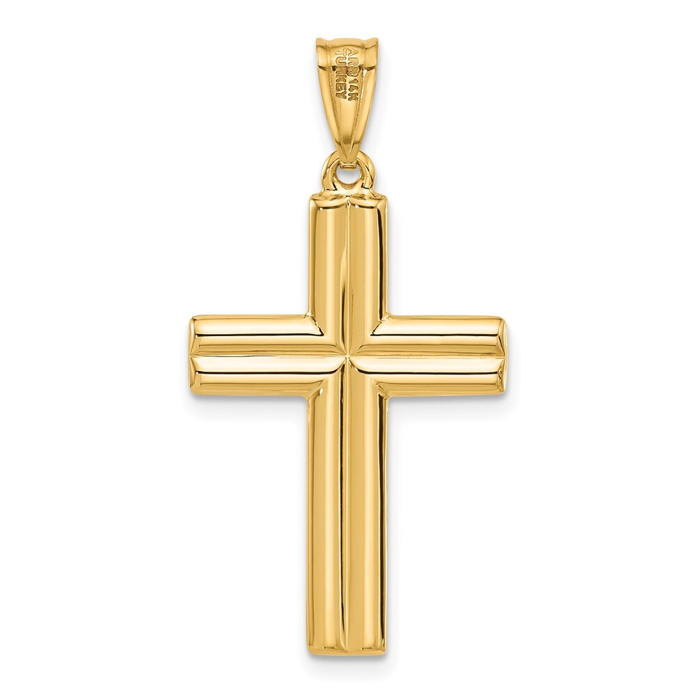 14k Two-tone Gold Polished and Textured Crucifix Pendant for Women