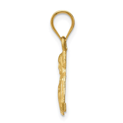14k Yellow Gold Brushed Diamond-Cut Jesus Pendant for Women