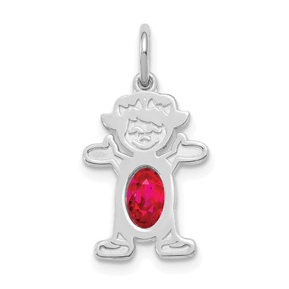 14k White Gold Girl 6x4 Oval Genuine Ruby-July Pendant for Women
