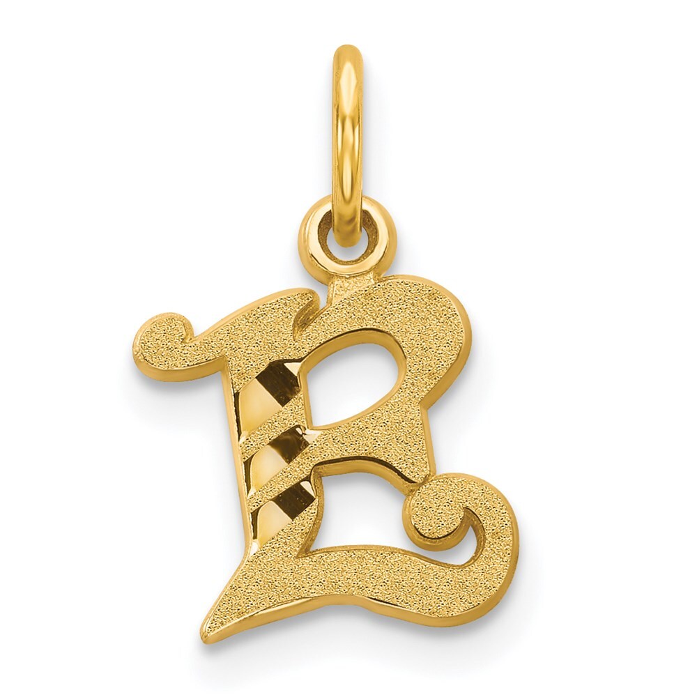 14k Yellow Gold Letter E Initial Charm Pendant for Women